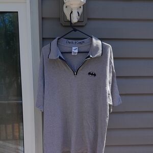 Warner Bros.Mens XL Y2K Gray Batman Dark Knight Polo Shirt EUC